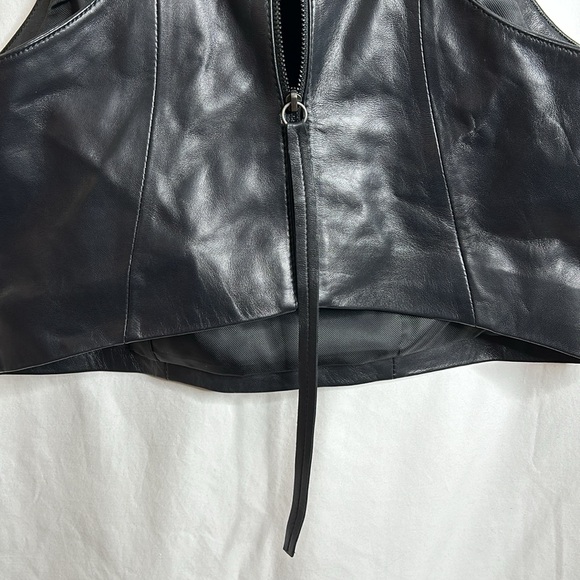 NWT Lita By Ciara Womens Black Lamb Leather Sleeveless Crop Top SIZE LARGE - Picture 4 of 7